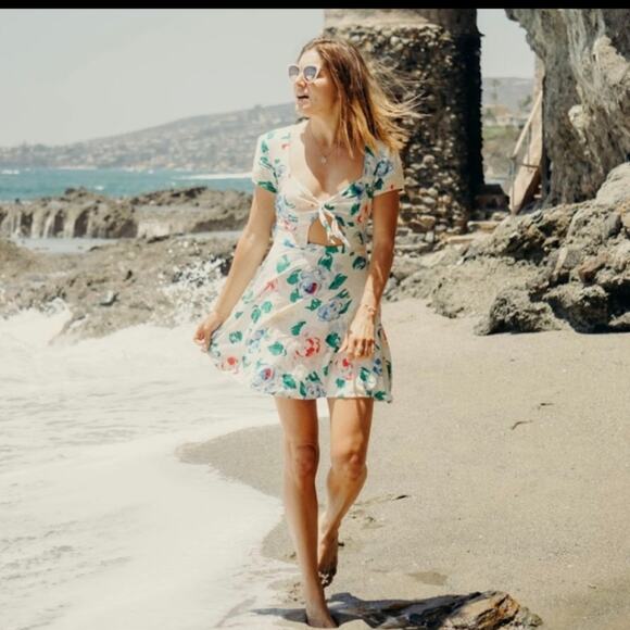 Reformation Nutmeg Floral Cut Out Fit + Flare Mini - Picture 1 of 7